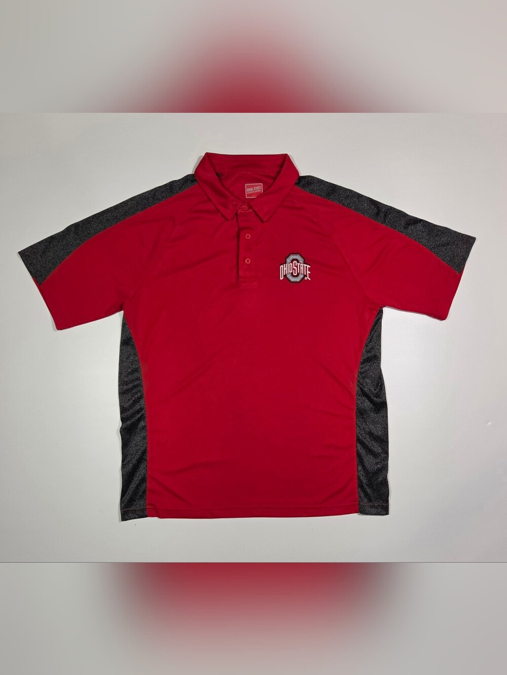 Ohio State Buckeyes NCAA Polo Shirt Mens Size Large Red Athletic Short Sleeve